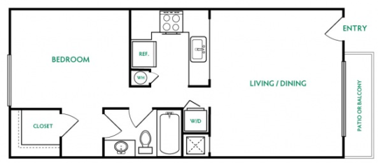 floor plan for a two bedroom apartment at The  Landing at East Mil