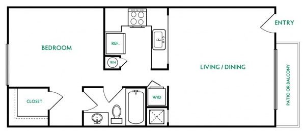 floor plan for a two bedroom apartment at The  Landing at East Mil